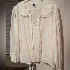 Old Navy Cream Blouse with Eyelet Detail
